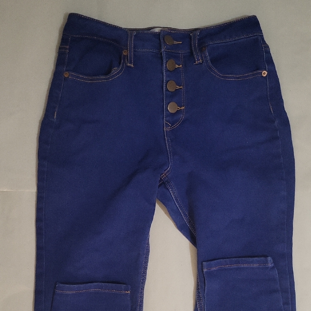 No Boundaries High Rise Button-Up Blue Jeans